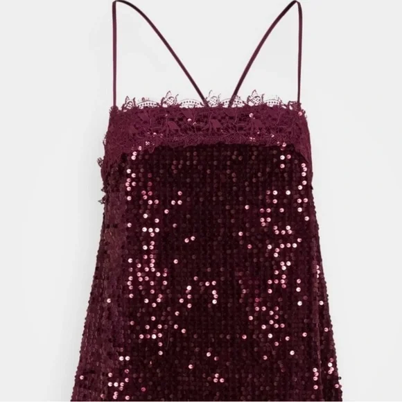 Free People Burgundy Sequin Mini Dress - Picture 10 of 12